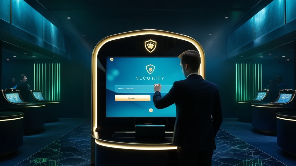 Ecrã de acesso com luzes de casino e ambiente escuro