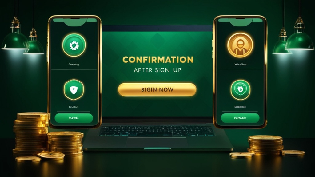 Painel de confirmação após criar conta no casino