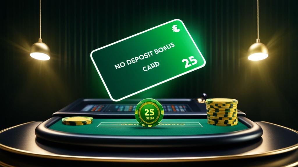 Cartão de bónus sem depósito de 25 euros com ambiente de casino verde